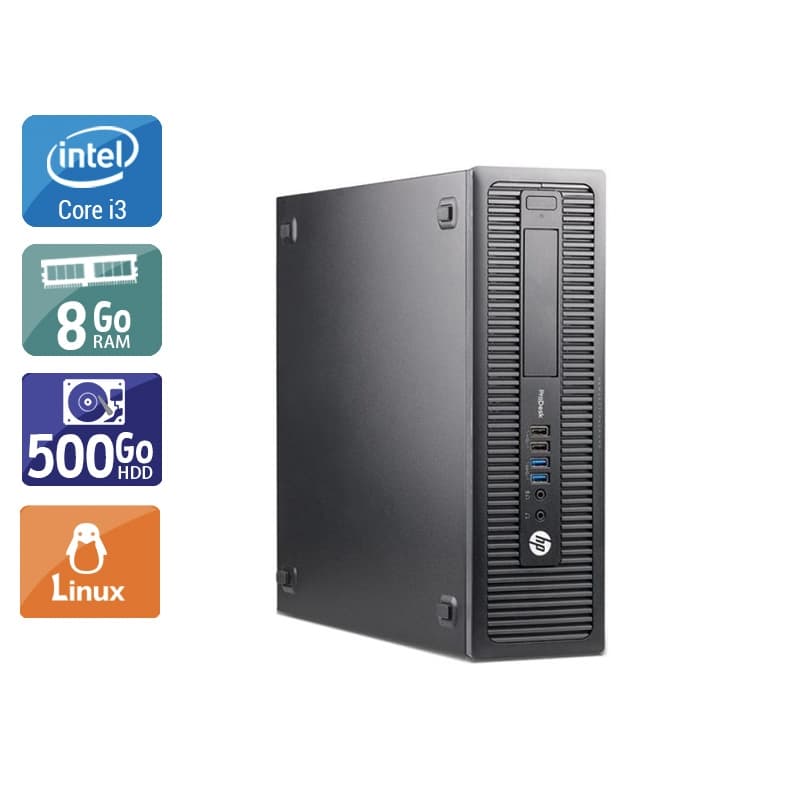 HP ProDesk 600 G1 SFF i3 - 8Go RAM 500Go HDD Linux État correctOccasion certifiée reconditionnée