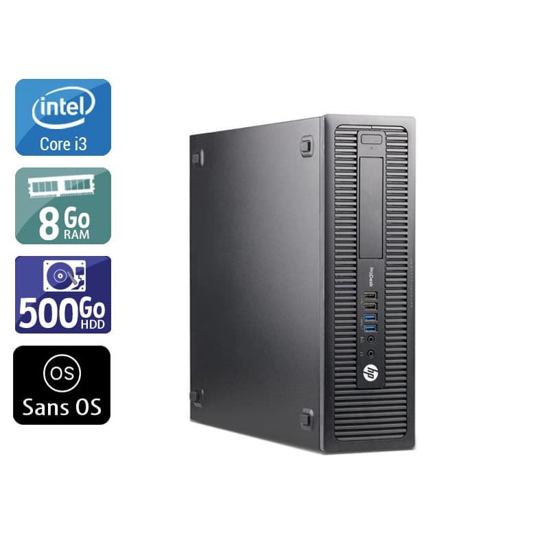 HP ProDesk 600 G1 SFF i3 - 8Go RAM 500Go HDD Sans OS État correctOccasion certifiée reconditionnée