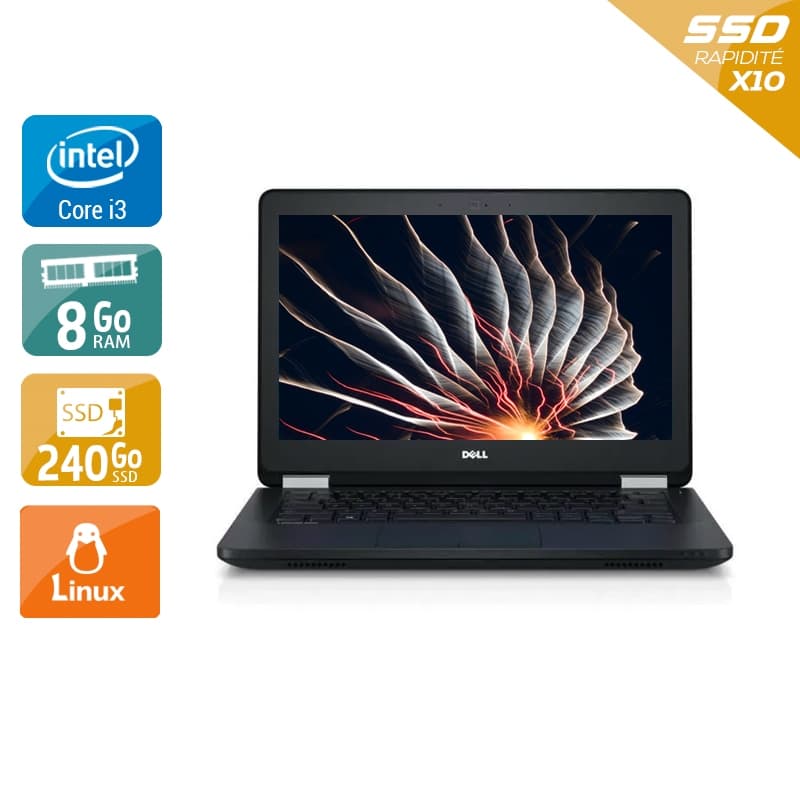 Dell Latitude E5270 12,5'' i3 Gen 6 - 8Go RAM 240Go SSD Linux Bon étatOccasion certifiée reconditionnée