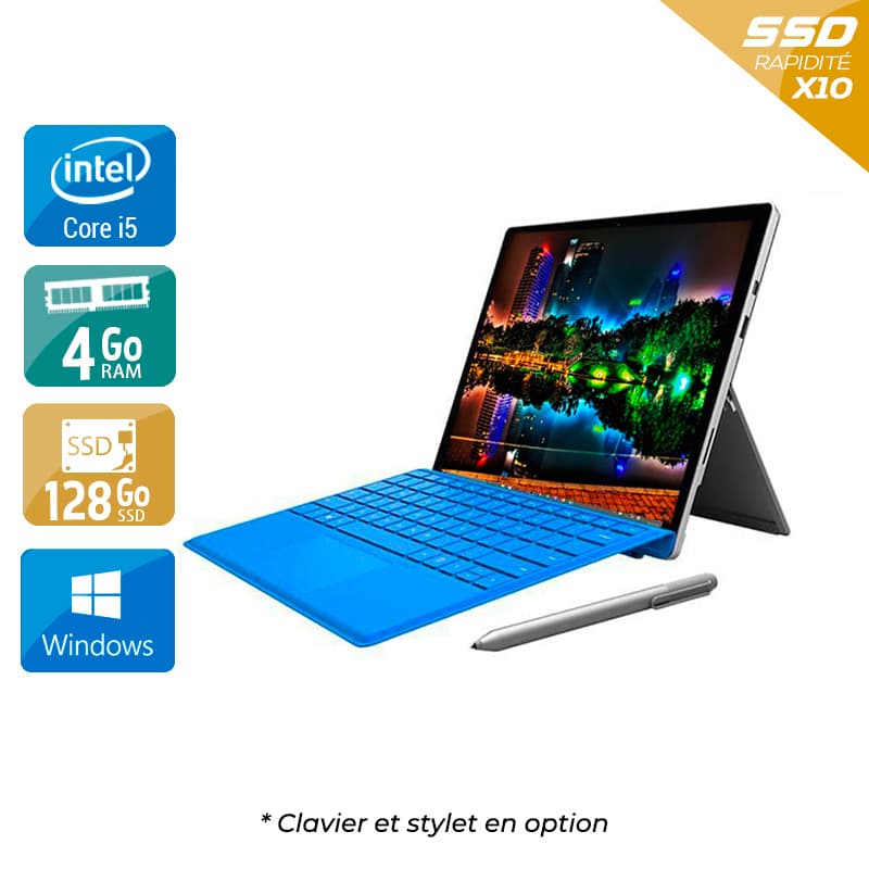 Microsoft Surface Pro 4 12,3'' i5 Gen 6 4Go RAM 128Go SSD Windows 10 État correctOccasion certifiée reconditionnée