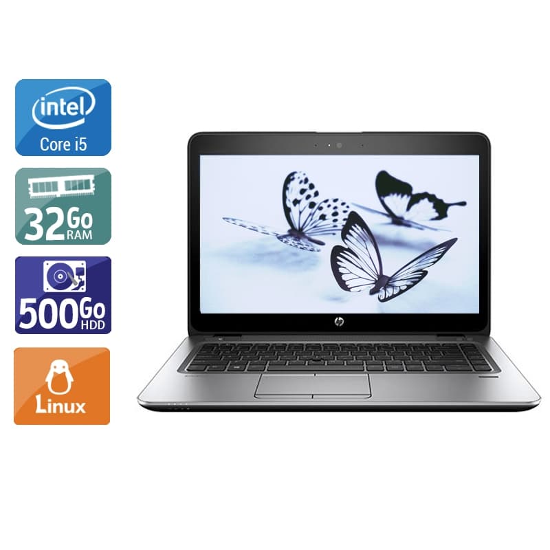 HP EliteBook 840 G3 14'' i5 - 32Go RAM 500Go HDD Linux Bon étatOccasion certifiée reconditionnée