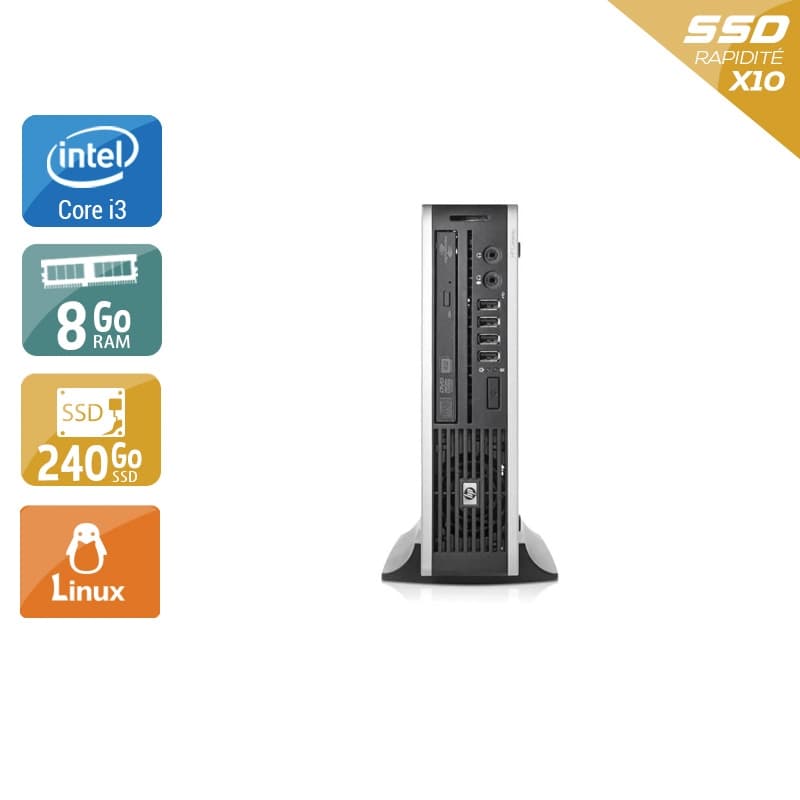 HP Compaq Elite 8200 USDT i3 - 8Go RAM 240Go SSD Linux État correctOccasion certifiée reconditionnée