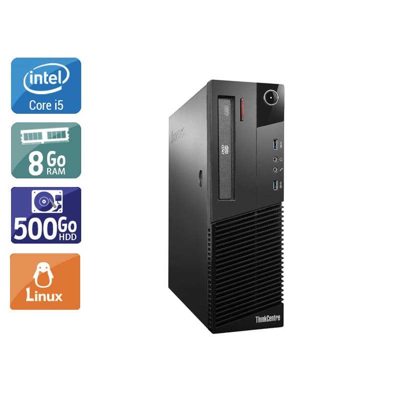 Lenovo ThinkCentre M93 SFF i5 - 8Go RAM 500Go HDD Linux État correctOccasion certifiée reconditionnée