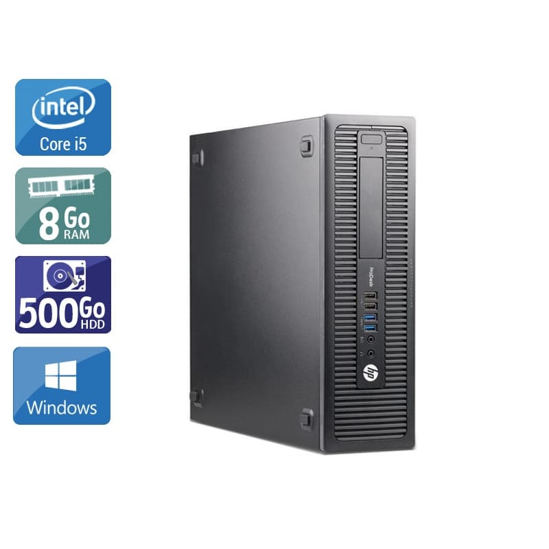 HP ProDesk 600 G1 SFF i5 - 8Go RAM 500Go HDD Windows 10 État correctOccasion certifiée reconditionnée