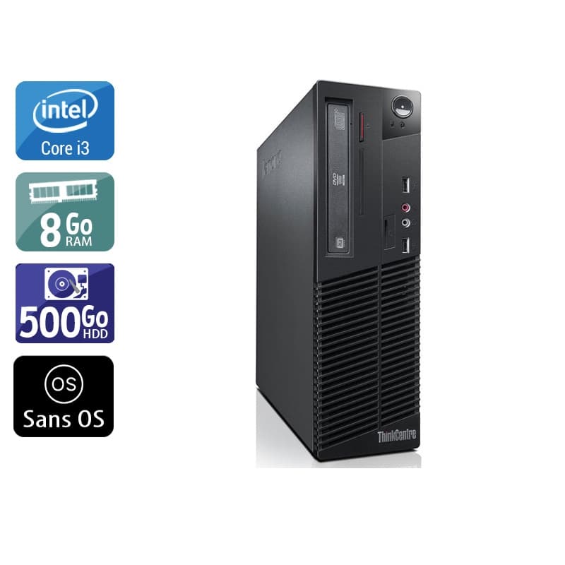 Lenovo ThinkCentre M82 SFF i3 - 8Go RAM 500Go HDD Sans OS État correctOccasion certifiée reconditionnée