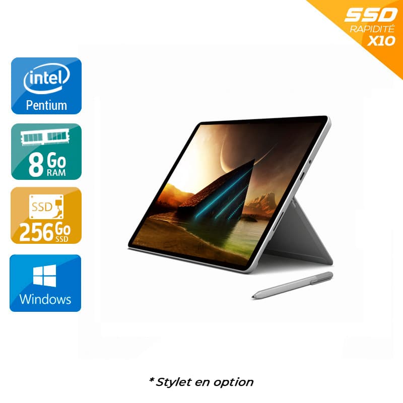Microsoft Surface Go 1824 10'' Pentium Gold 8Go RAM 256Go SSD Windows 10 État correctOccasion certifiée reconditionnée