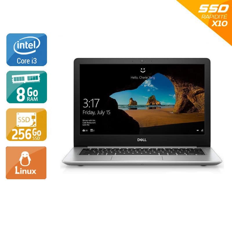 Dell Inspiron 5370 13,3'' i3 Gen 8 - 8Go RAM 256Go SSD Linux État correctOccasion certifiée reconditionnée