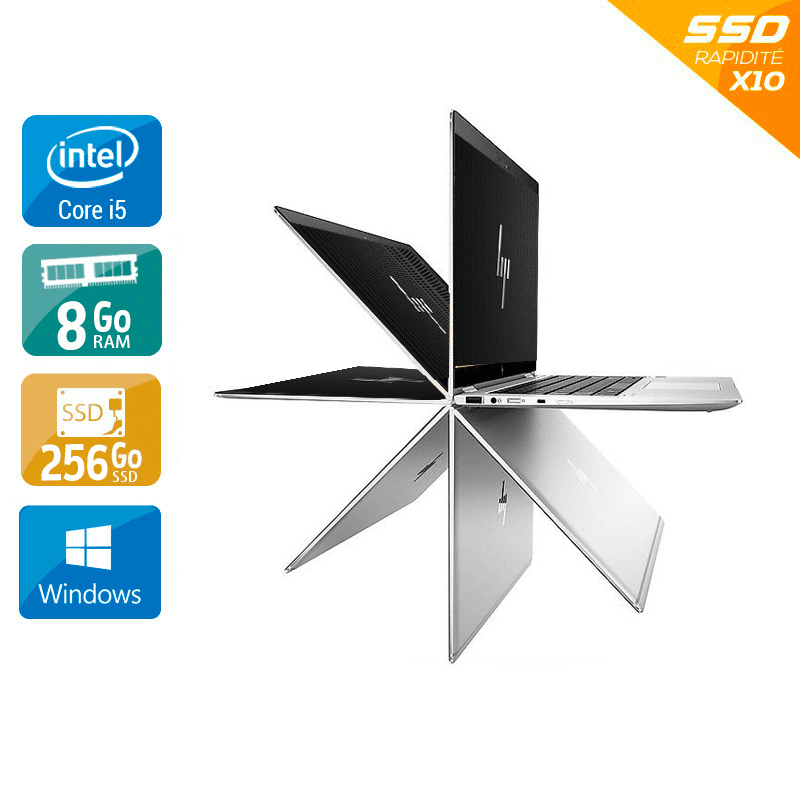 HP EliteBook X360 1030 G3 13,3'' i5 Gen 8 8Go RAM 256Go SSD Windows 11 - Etat du Produit : État correct État correctOccasion certifiée reconditionnée