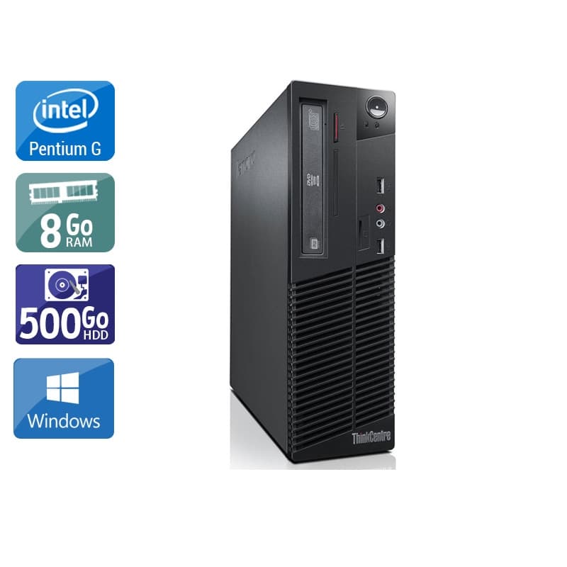 Lenovo ThinkCentre M73 SFF Pentium G Dual Core - 8Go RAM 500Go HDD Windows 10 Bon étatOccasion certifiée reconditionnée