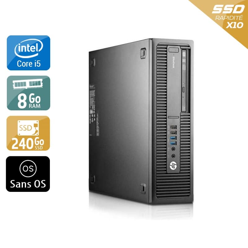 HP EliteDesk 800 G1 SFF i5 - 8Go RAM 240Go SSD Sans OS État correctOccasion certifiée reconditionnéeOccasion certifiée reconditionnée