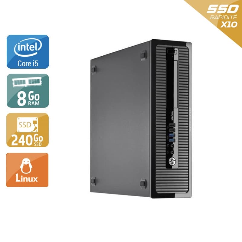 HP ProDesk 400 G1 SFF i5 - 8Go RAM 240Go SSD Linux État correctOccasion certifiée reconditionnée