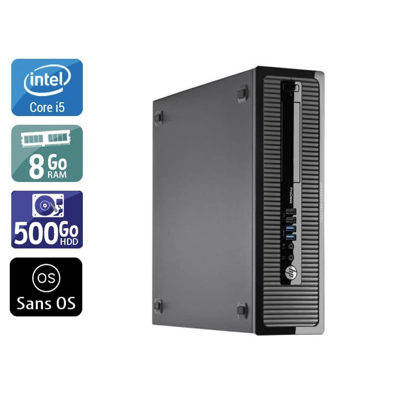 HP ProDesk 400 G1 SFF i5 - 8Go RAM 500Go HDD Sans OS État correctOccasion certifiée reconditionnée
