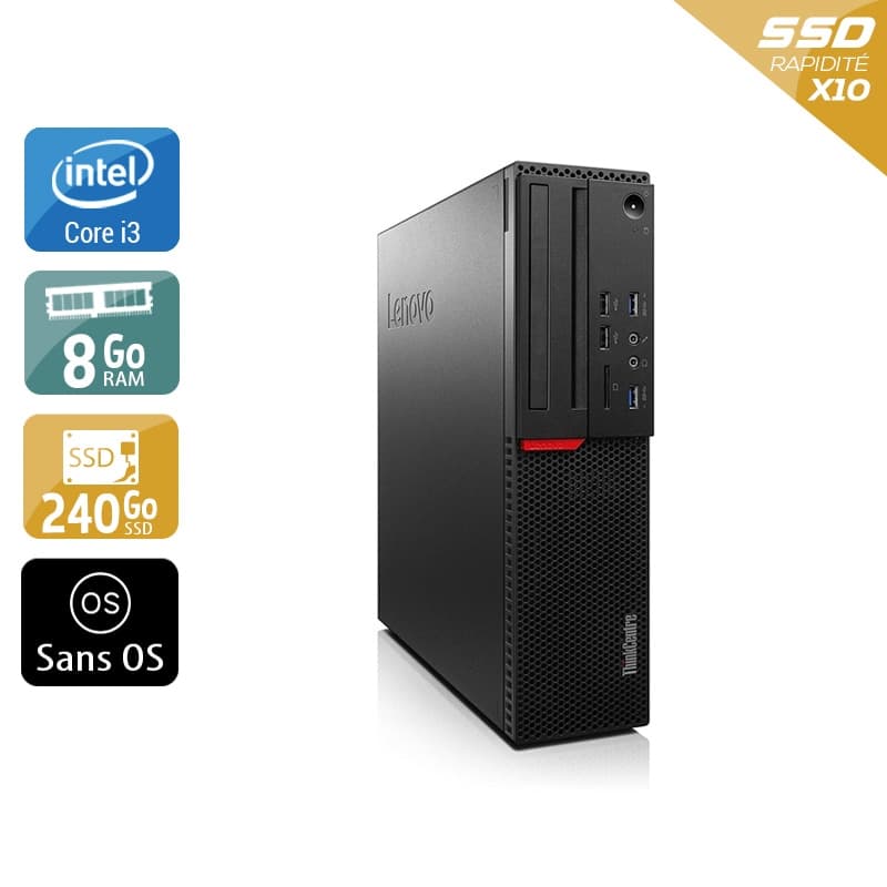 Lenovo ThinkCentre M700 SFF i3 Gen 6 - 8Go RAM 240Go SSD Sans OS État correctOccasion certifiée reconditionnée