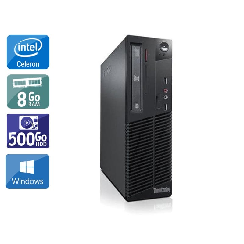 Lenovo ThinkCentre M71 SFF Celeron Dual Core - 8Go RAM 500Go HDD Windows 10 Bon étatOccasion certifiée reconditionnée