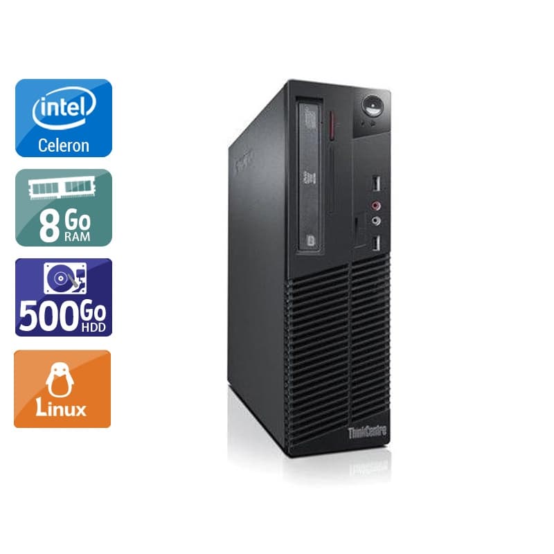 Lenovo ThinkCentre M72E SFF Celeron Dual Core - 8Go RAM 500Go HDD Linux État correctOccasion certifiée reconditionnée