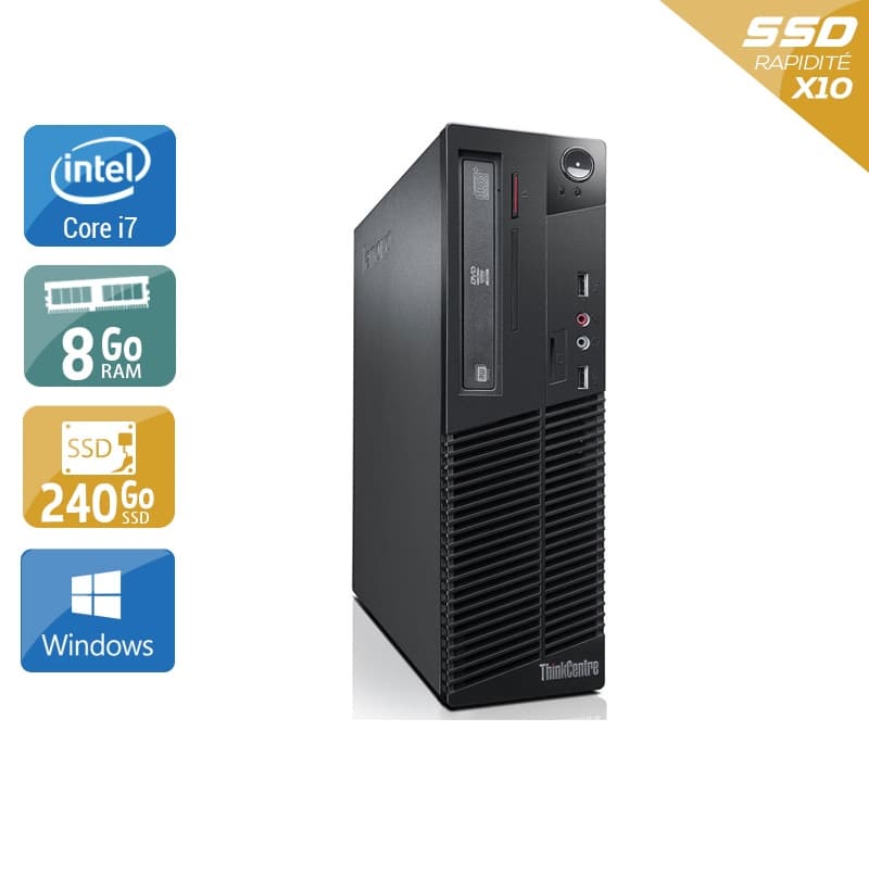 Lenovo ThinkCentre M73 SFF i7 - 8Go RAM 240Go SSD Windows 10 État correctOccasion certifiée reconditionnée