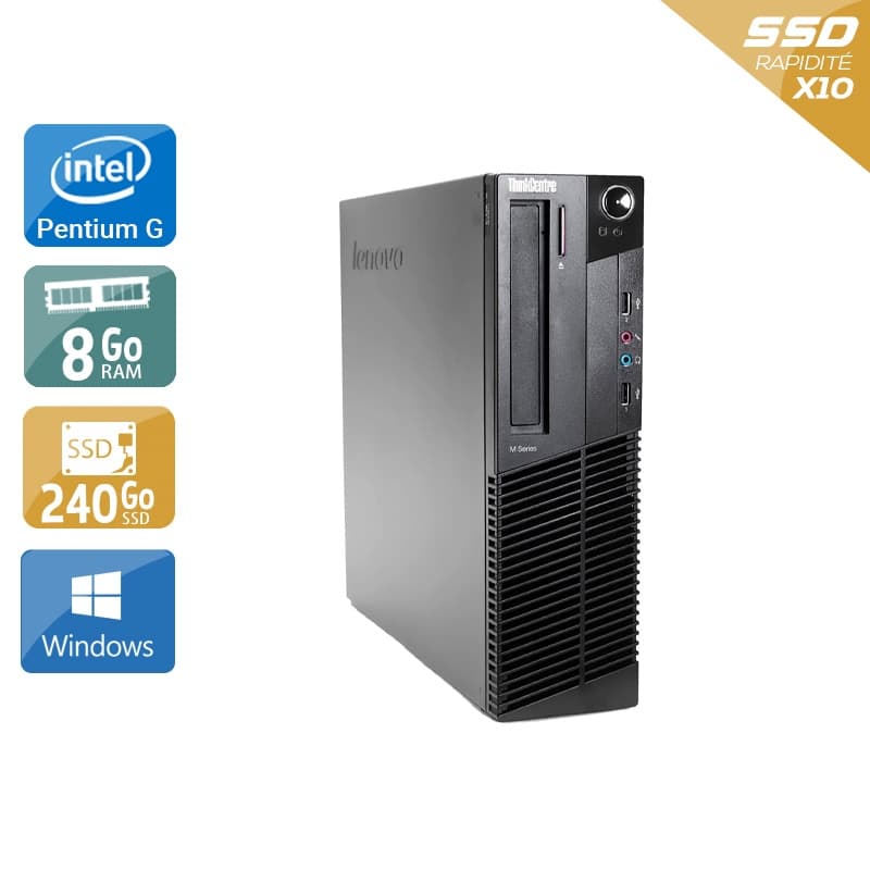 Lenovo ThinkCentre M82 SFF Pentium G Dual Core - 8Go RAM 240Go SSD Windows 10 Très bon étatOccasion certifiée reconditionnée