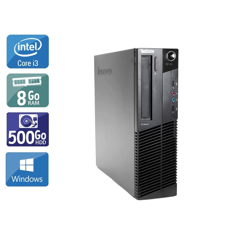 Lenovo ThinkCentre M91 USFF i3 - 8Go RAM 500Go HDD Windows 10 État correctOccasion certifiée reconditionnée