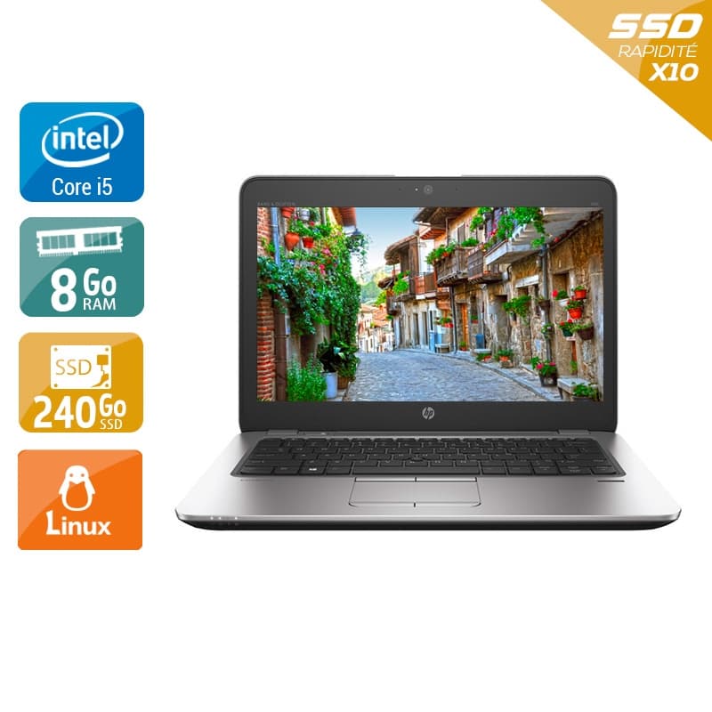 HP EliteBook 820 G3 12,5'' i5 Gen 6 - 8Go RAM 240Go SSD Linux Bon étatOccasion certifiée reconditionnée