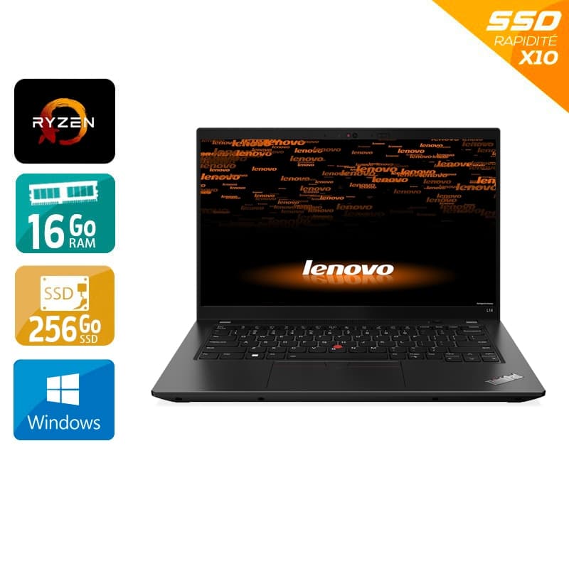 Lenovo ThinkPad L14 GEN 1 14'' Ryzen 3 Pro - 16Go RAM 256Go SSD Windows 11 État correctOccasion certifiée reconditionnée