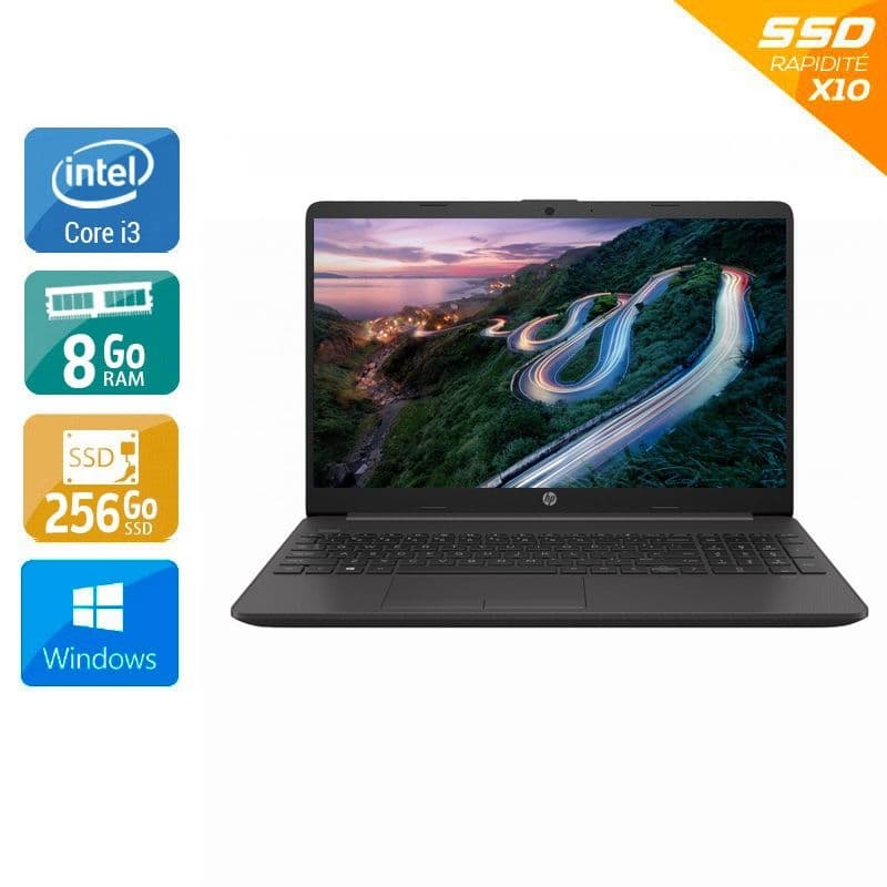 HP 250 G8 15,6'' i3 Gen 10 - 8Go RAM 256Go SSD Windows 11 État correctOccasion certifiée reconditionnée