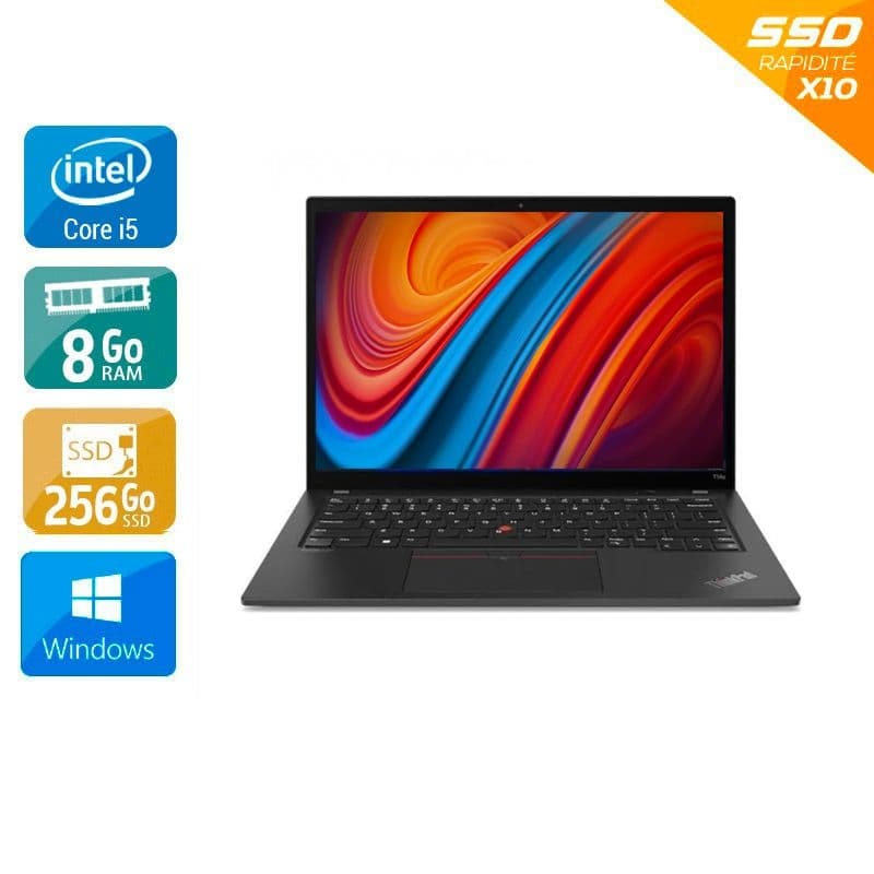 Lenovo ThinkPad T14 Gen 1 14'' i5 Gen 10 - 8Go RAM 256Go SSD Windows 11 - Etat du Produit : Bon état Bon étatOccasion certifiée reconditionnée