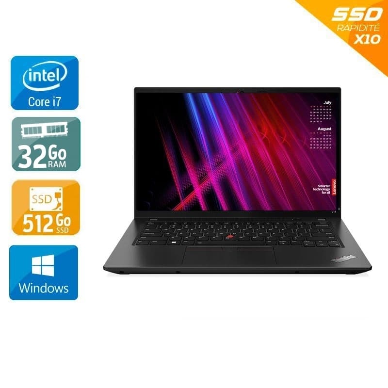 Lenovo ThinkPad L14 GEN 1 14'' i7 Gen 10 - 32Go RAM 512Go SSD Windows 11 - Etat du Produit : Bon état Bon étatOccasion certifiée reconditionnée