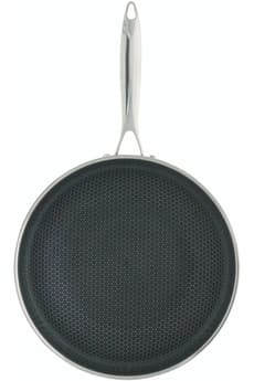 WOK BLACK CUBE 28 CM EN ACIER INOXYDABLE FOND NID D''ABEILLE TOUS FEUX DONT INDUCTION