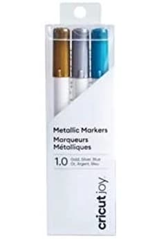 3 marqueurs métallisés (or, argent, bleu) à pointe moyenne, compatible CRICUT JOY