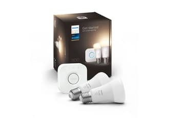 Ampoules connectées Philips Hue Kit de démarrage ampoule connectée White 9.5 Watt E27 x2 + Philips Hue Bridge