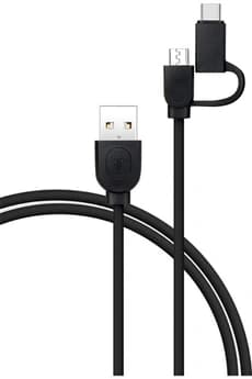 Câble 2 en 1 USB A/micro USB & USB C - 1,2m noir