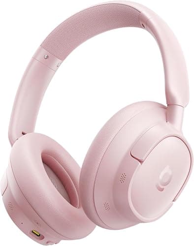 Baseus EH10 NC Casque Bluetooth avec Réduction de Bruit Hybride Active -45 DB, Casque Circum-Aural Hi-Res & Audio LDAC avec 5 Micros à IA, 80 h d’Autonomie, Bluetooth 6.0 - Rose Scintillant