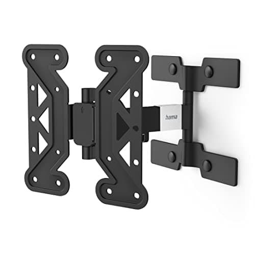 Hama Support Mural TV Extra Plat Inclinable Pivotant 180° Garantie 10ans (TV 19 à 48 pouces, VESA jusqu'à 200 x 200, 2 articulations, Support Extensible, Cache Cables, Chevilles Fisher & Gabarit) Noir