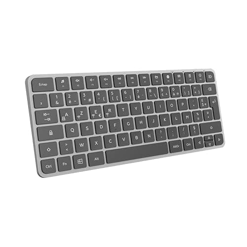 Mobility Lab – KP430W Mini – Clavier Compact sans Fil Multi-connexions – AZERTY, Récepteur 2.4 Ghz USB + 3 x Bluetooth, 12 raccourcis multimédia, Recharge Rapide Via USB-C – Windows