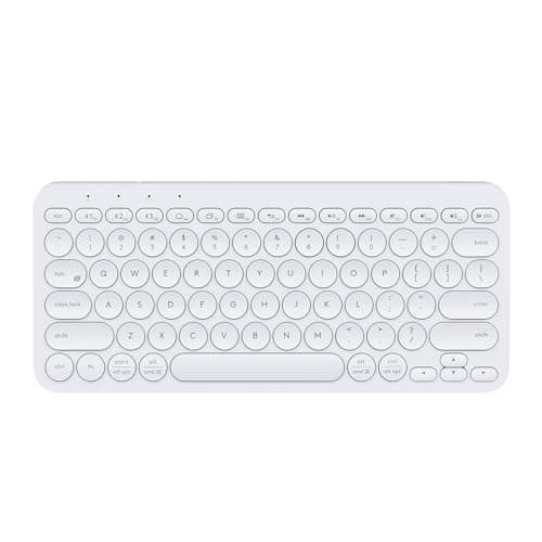 Aptiq Clavier Bluetooth Compact sans Fil Blanc QWERTY - Ergonomique Confortable - Connecte Plusieurs appareils - Rechargeable
