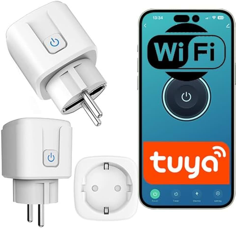 Sone Smart One Prise Connectée WiFi 2.4GHz (1 Pièce) – Prise Connectée avec Mesure Consommation Électrique, 16A 3680W – Compatible Tuya Smart Life, Alexa, Google Home – Programmateur, Smart Plug