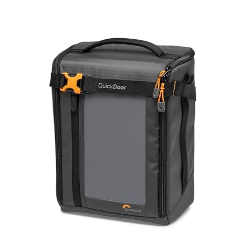 Lowepro Gearup Creator Box Extra Large II, Sac pour Appareil Photo sans Miroir et Reflex Numérique, Sacoche avec Accès Quickdoor, Tissu Recyclé, Séparations Intérieures Rembourrées Orange, Gris