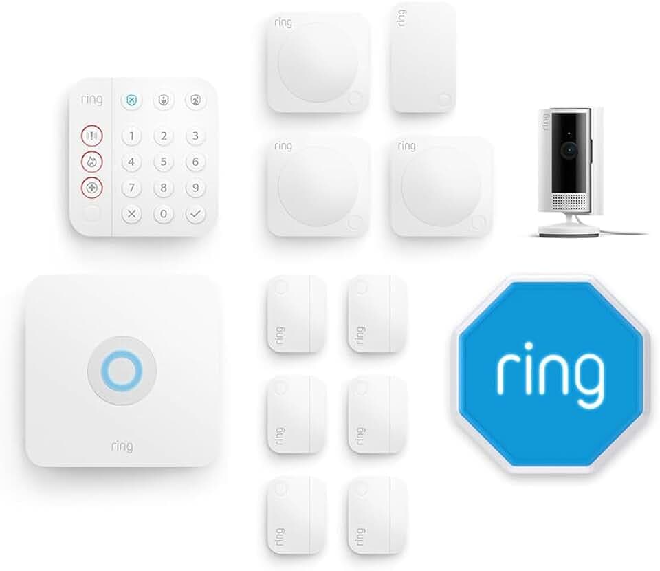 Kit Ring Alarm XL + caméra intérieure + sirène extérieure | Alarme maison sans fil connectée, système de sécurité | Abonnement Ring Home à souscrire séparément