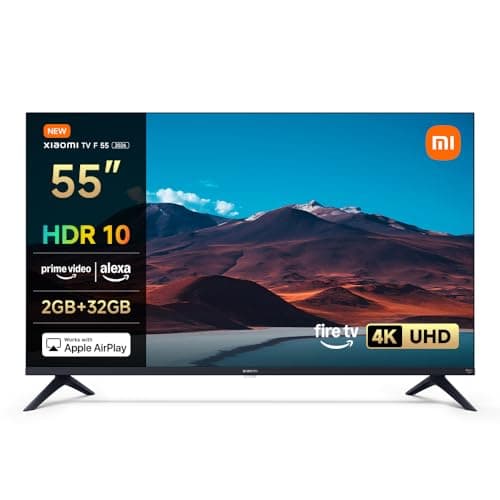 XIAOMI TV F 55, 140 cm (55 Pouces), 4K UHD, Smart TV, Fire OS8, Contrôle Vocal Alexa, HDR10, MEMC, 60Hz avec 120Hz Game Boost Mode, 2Go+32Go, Compatible avec Apple AirPlay