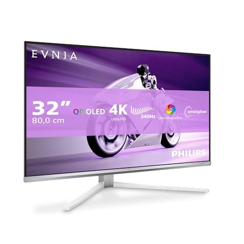 Philips Evnia Gaming Moniteur 32M2N8900AM 32" 240Hz QD-OLED Dalle, 0.03ms GtG, HDR400 TB, FreeSync Prem Pro, G-Sync, Ajustable en hauteur, Haut-parleurs, USB Hub(3840x2160 HDMI 2x 2.1 DP1x 1.4) Argent