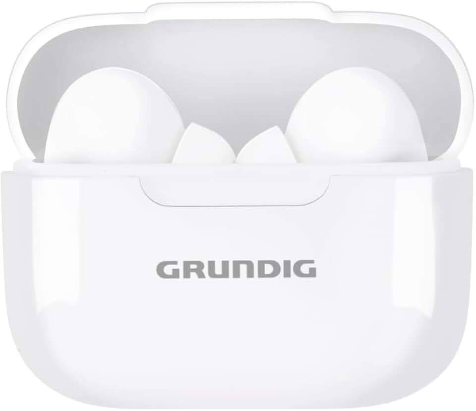 Grundig Ecouteurs Bluetooth sans Fil - Ecouteurs sans Fil avec Microphone et Commande Tactile - Ecouteurs Bluetooth avec Boitier de Charge USB C - Blanc