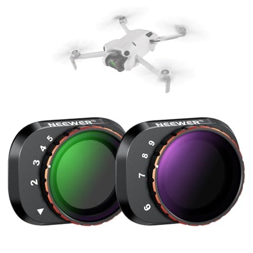 NEEWER Ensemble de filtres ND Variables compatibles avec DJI Mini 4 Pro, ND2-32 (1-5 arrêts) + ND64-512 (6-9 arrêts) Verre Optique HD Multicouche Drone Accessoires d'objectif pour Photographie