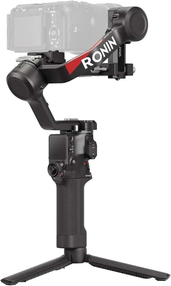 DJI RS 4, Stabilisateur Appareil Photo à 3 Axes pour Caméras DSLR et sans Miroir Canon/Sony/Panasonic/Nikon/Fujifilm, 2ᵉ gén, Prise Verticale Native, Joystick à 2 Modes, Bras en Téflon, Nacelle Caméra