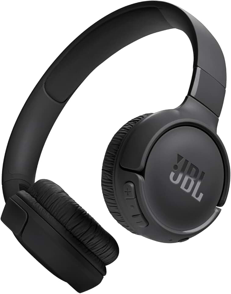 JBL Tune 520BT, casque audio sans fil, léger et confortable, Bluetooth 5.3, autonomie jusqu'à 57 h, charge rapide, son JBL Pure Bass, noir