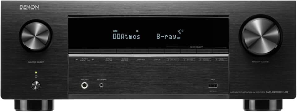 Denon AVR-X2800H Dab Amplificateur AV Home Cinéma 7.2 Canaux, 150W, HDMI 8K, HEOS Multiroom, Dolby Atmos, DTS:X, Radio Dab+, Wi-FI, Bluetooth - Noir