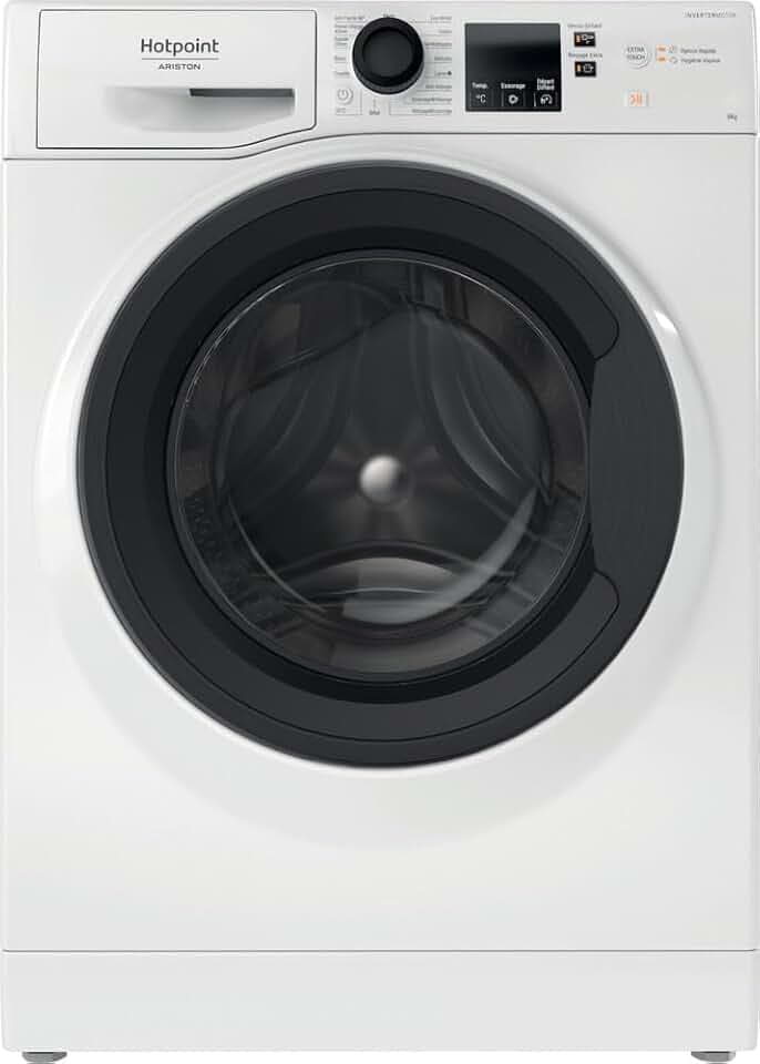 Hotpoint - NS 827 WB FR Lave-linge Hublot Posable - Capacité 8kg - Essorage 1200 tr/min - Technologie Vapeur et Moteur Induction - H 85 x L 60 x P 61 cm - Classe Énergétique A -10% - Blanc