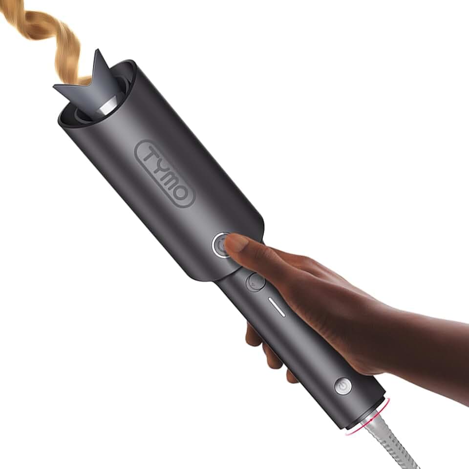 TYMO Boucleur a Cheveux Fer à Friser Automatique - CURLPRO Fer a Boucler Automatique Portable 25mm avec 3 Températures Réglables, Anti-brûlure, Boucleur Céramique Cheveux Court et Long, Gris Métal