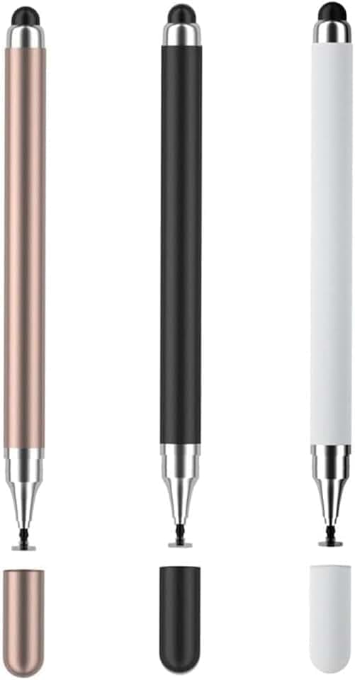 Redreo Lot de 3 Stylos pour écrans tactiles, 2 en 1 Universels Stylet capacitif pour Apple/iPhone/iPad/Mini/Smartphones/Android/Microsoft