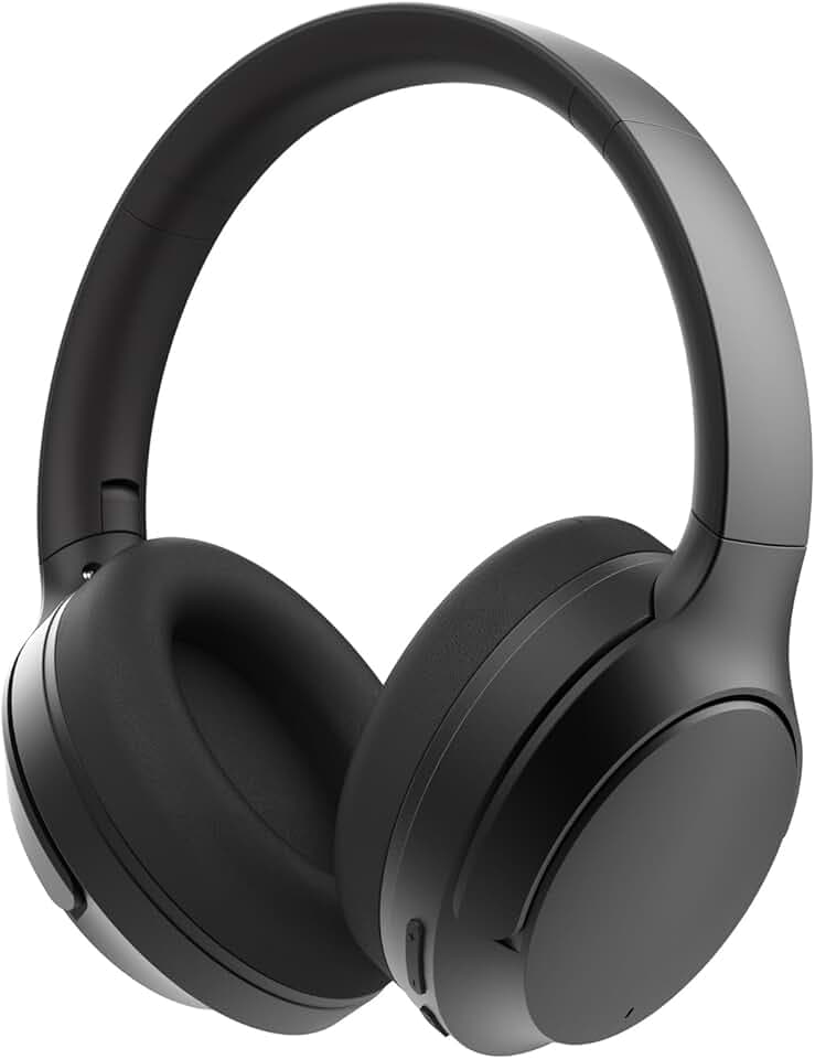 Casque sans fil supra-auriculaire, Bluetooth à suppression active du bruit avec microphones, 40 heures d'autonomie, casque pliable léger avec basses profondes, son stéréo HiFi pour voyage, bureau