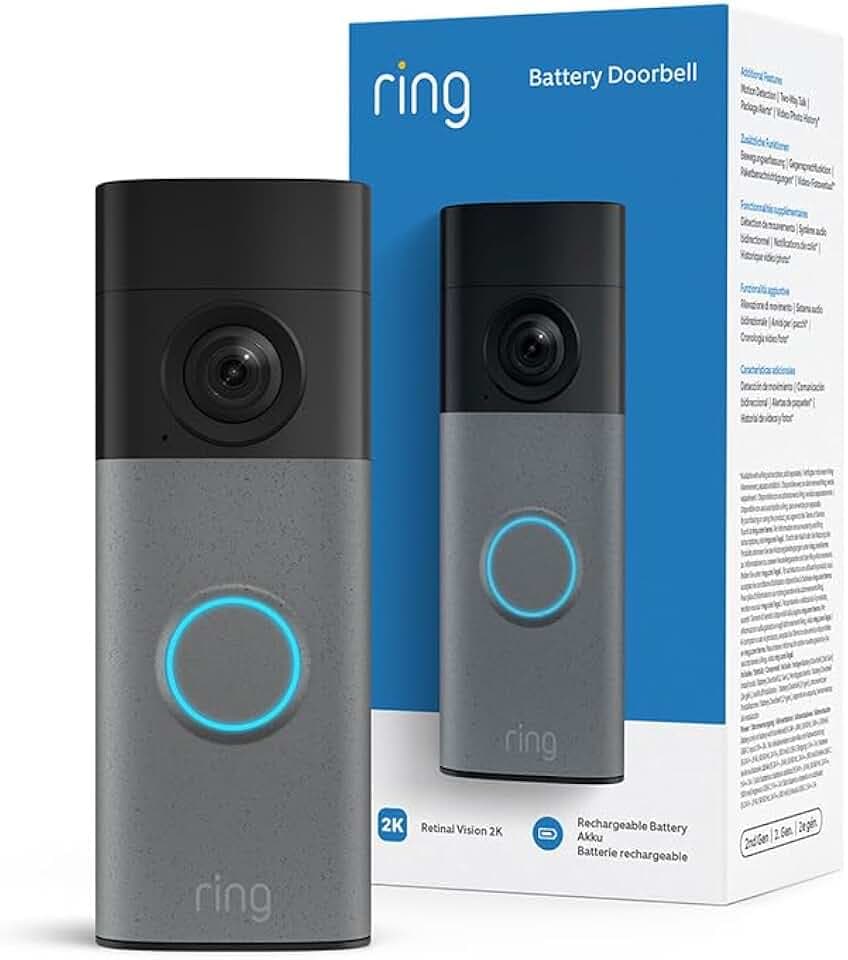 Ring sonnette vidéo sans fil (Battery Video Doorbell) (nouvelle génération) | Sonnette sans fil à installer soi-même | Retinal 2K | Zoom x6 | Batterie intégrée | Essai de 30 jours à l’abonnement Ring